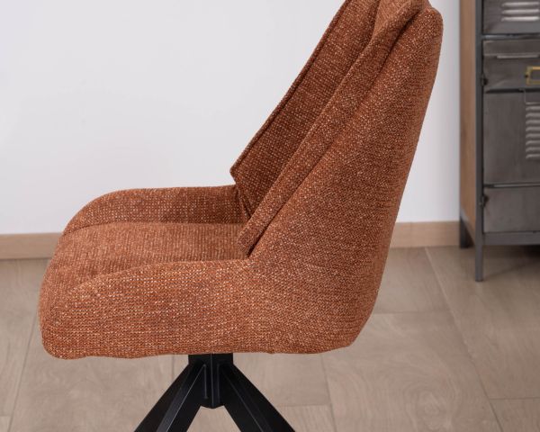 Lote de 2 sillas contemporáneas de tela color terracota «Webber» con base giratoria negra