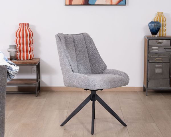 Lote de 2 sillas giratorias de comedor de tela gris «Webber»