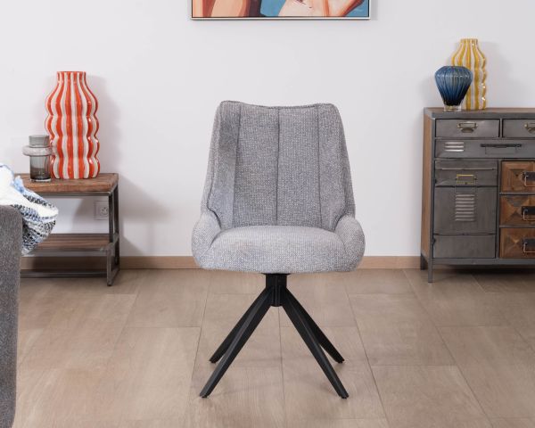 Lote de 2 sillas giratorias de comedor de tela gris «Webber»