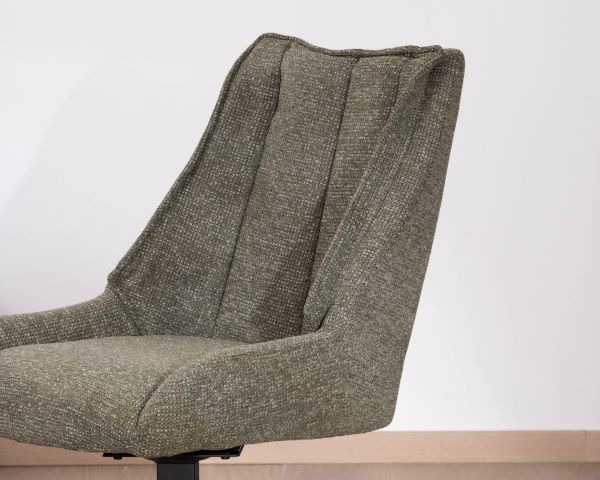Lote de 2 sillas de comedor de diseño contemporáneo en tela verde «Webber» con base giratoria de metal negro