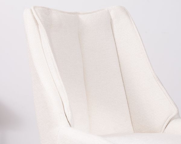 Lote de 2 sillas de comedor de tela blanca y pata giratoria de metal «Webber»