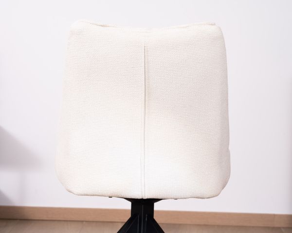 Lote de 2 sillas de comedor de tela blanca y pata giratoria de metal «Webber»