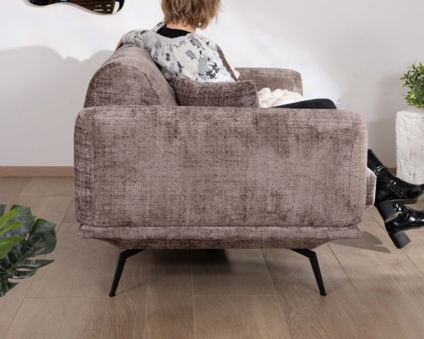 Sofá de 3 plazas de estilo retro en tejido de chenilla suave de color gris ceniza «Paloma»