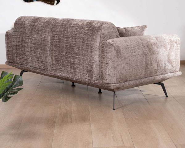 Sofá de 3 plazas de estilo retro en tejido de chenilla suave de color gris ceniza «Paloma»