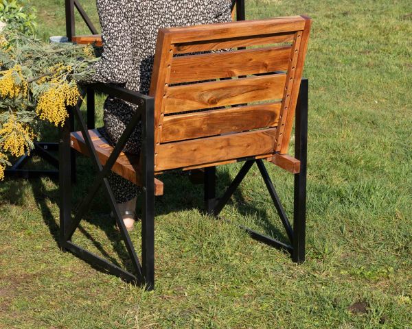 Lote de 2 sillas de jardín de madera y metal «Gardénia»