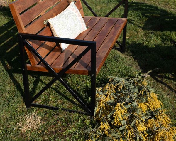 Banco de jardín de 120 cm de madera y metal «Gardénia»