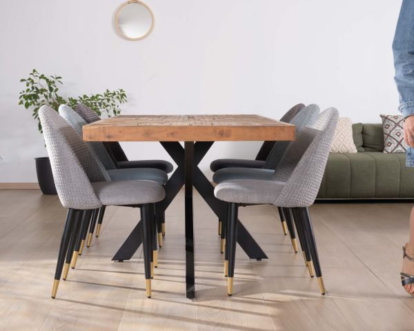 Juego de 2 sillas «Vermont» con tapizado gris y patas de metal lacadas en negro