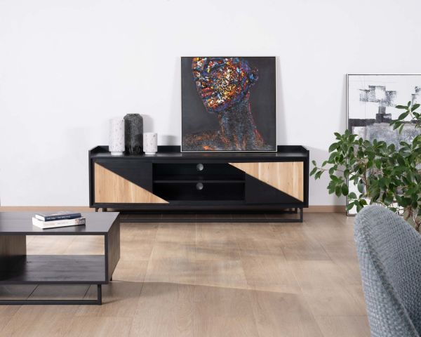 Mueble para la tele de 180 cm con 2 puertas, de madera maciza «Trace»