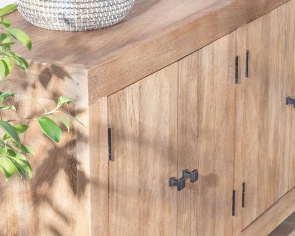 Aparador de 4 puertas de madera maciza de mango, 130 cm, «Maestro»