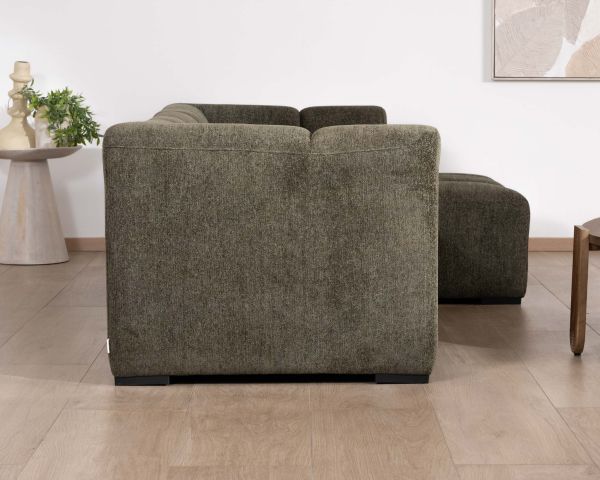 Sofá con chaise longue de tejido bouclé verde «Enjoy Home»