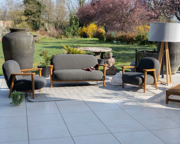 Conjunto de sofá y sillón de jardín de tela gris oscuro «Aristochair»