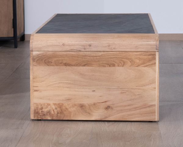 Mesa de centro de diseño retro con tablero de chapa de piedra «Pikto»