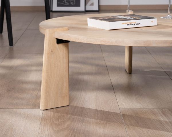 Juego de dos mesas de centro redondas de madera de mango natural «Loopie»