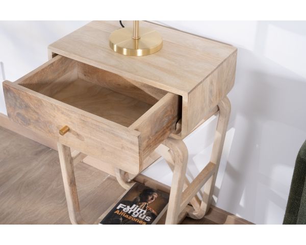 Mesita de noche de estilo minimalista y retro de madera de mango «Loopie»