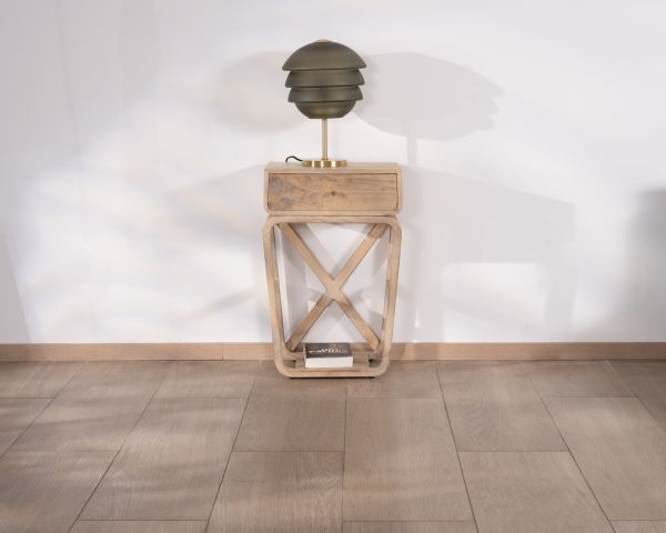 Mesita de noche de estilo minimalista y retro de madera de mango «Loopie»