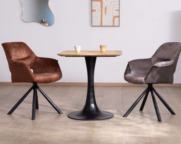 Mesa cuadrada de estilo bistró en madera de mango natural «Piccadilly», 70 cm