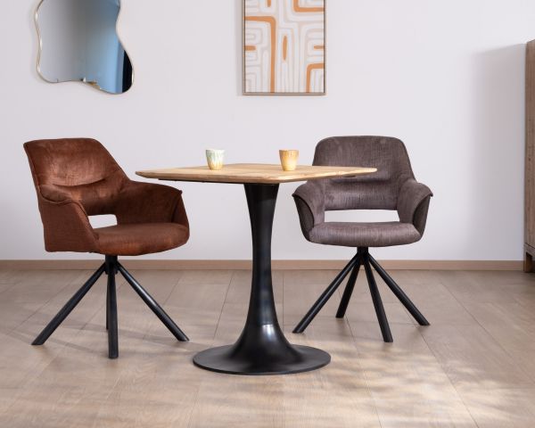Mesa cuadrada de estilo bistró en madera de mango natural «Piccadilly», 70 cm