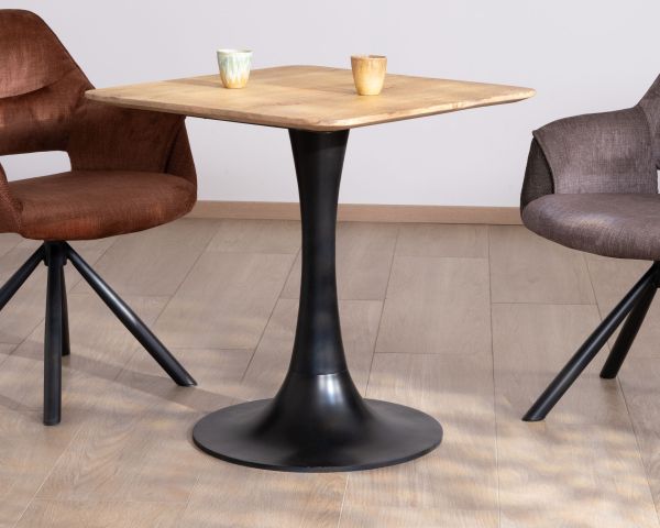 Mesa cuadrada de estilo bistró en madera de mango natural «Piccadilly», 70 cm