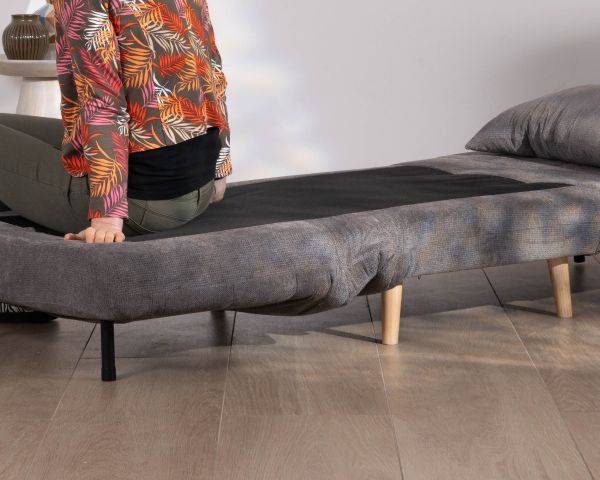 Sillón modular convertible en cama supletoria «Folda» de tela gris