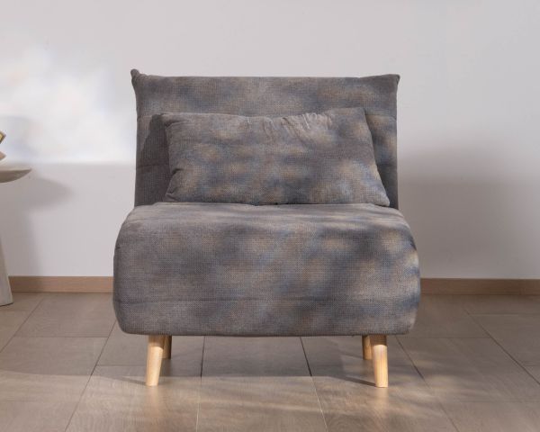 Sillón modular convertible en cama supletoria «Folda» de tela gris