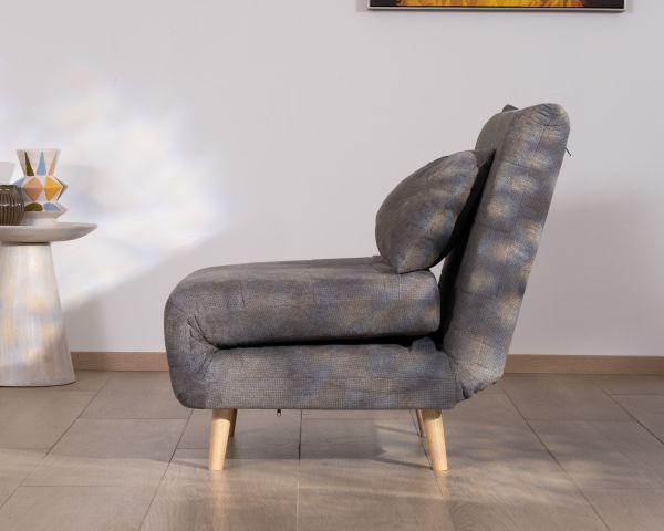 Sillón modular convertible en cama supletoria «Folda» de tela gris