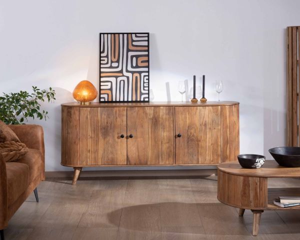 Aparador retro de 3 puertas de acacia maciza «Boomer», 175 cm