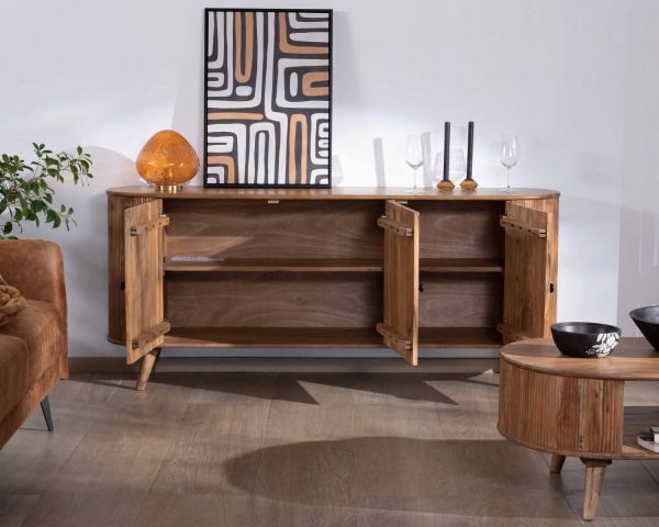 Aparador retro de 3 puertas de acacia maciza «Boomer», 175 cm