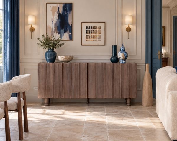 Aparador de 4 puertas con encimera de piedra «Manon»