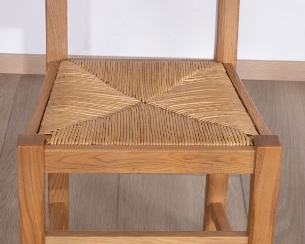 Silla de comedor de roble macizo con asiento trenzado «Antique», de estilo clásico