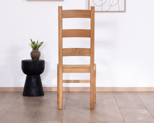 Silla de comedor de roble macizo con asiento trenzado «Antique», de estilo clásico