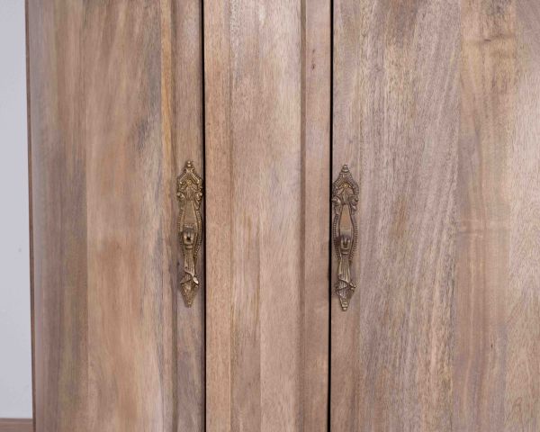 Mueble de baño con un lavabo, de madera maciza de mango y cuarzo blanco «Églantine»