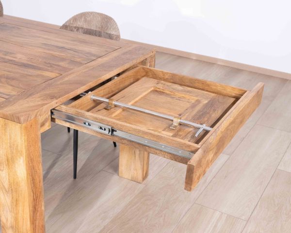Mesa de comedor extensible de madera de mango oscuro «Jappy», de 160 a 250 cm