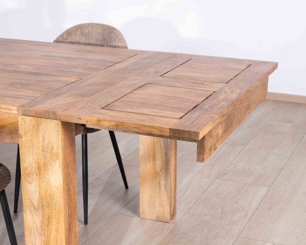 Mesa de comedor extensible de 200 a 290 cm «Jappy» en madera de mango oscuro