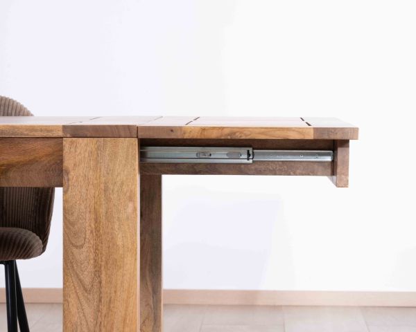 Mesa de comedor extensible de 200 a 290 cm «Jappy» en madera de mango oscuro