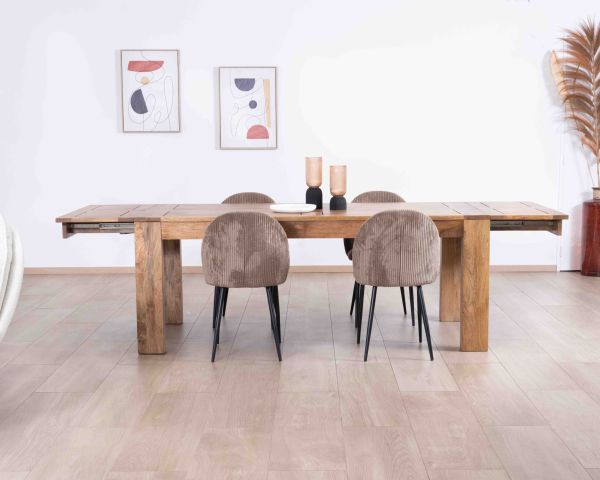 Mesa de comedor extensible de madera de mango oscuro «Jappy», de 160 a 250 cm