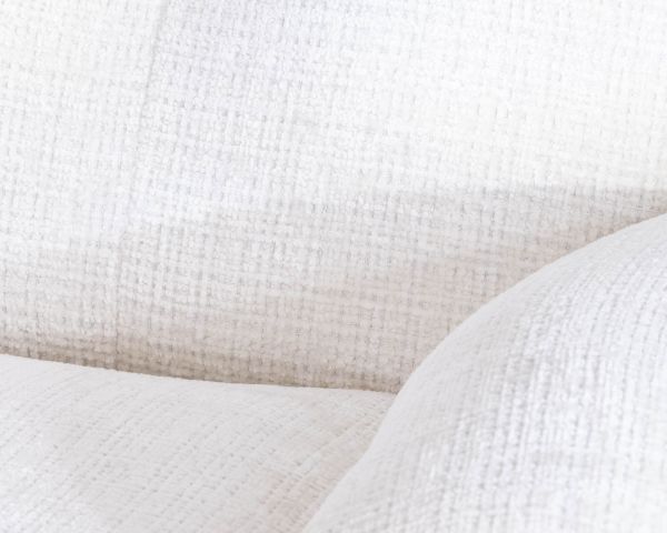 Sillón vintage con puf de tela blanca ultrasuave «Branson»