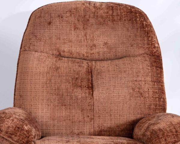 Sillón de relajación con puf de tela suave color terracota «Branson», giratorio 360°