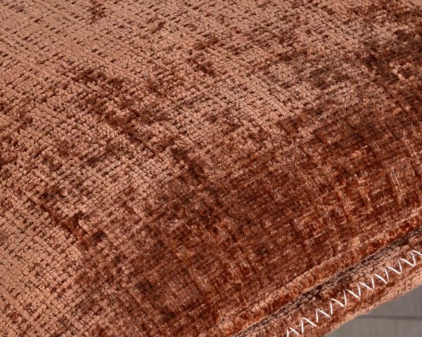 Sillón de relajación con puf de tela suave color terracota «Branson», giratorio 360°