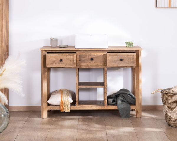 Mueble con lavabo individual de 120 cm «Maestro», de madera de mango