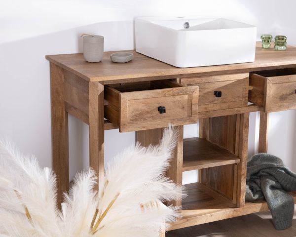 Mueble con lavabo individual de 120 cm «Maestro», de madera de mango