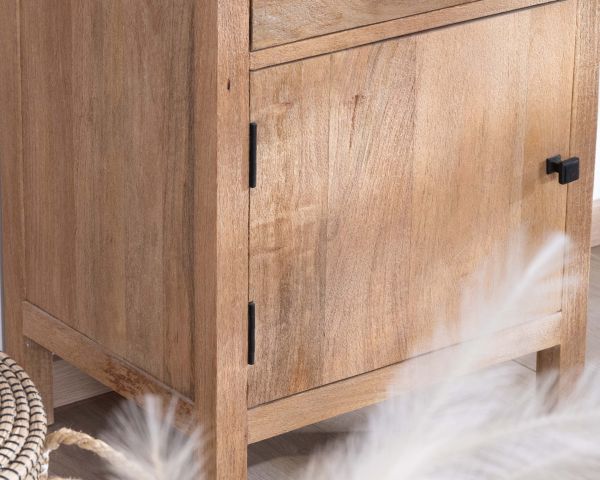 Estantería con puertas de cristal de madera maciza de mango «Maestro»