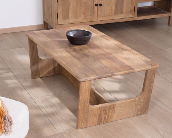 Mesa de salón de líneas sencillas en madera de mango natural «Maestro», 110 cm