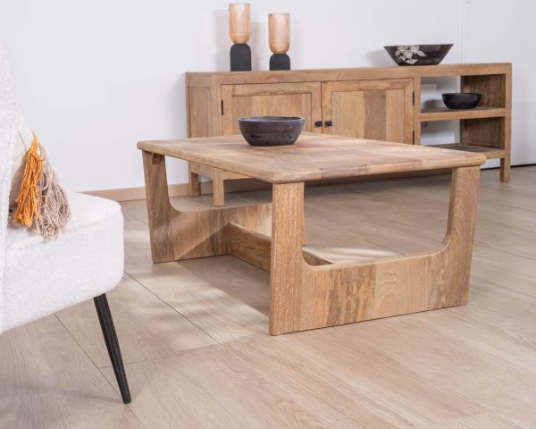 Mesa de salón de líneas sencillas en madera de mango natural «Maestro», 110 cm