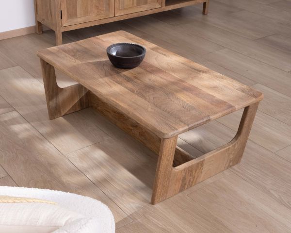 Mesa de salón de líneas sencillas en madera de mango natural «Maestro», 110 cm