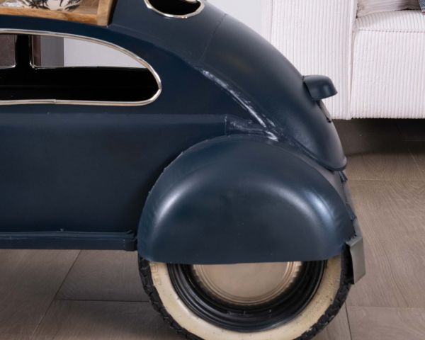 Original mesa de centro con forma de coche vintage azul «Crazy»
