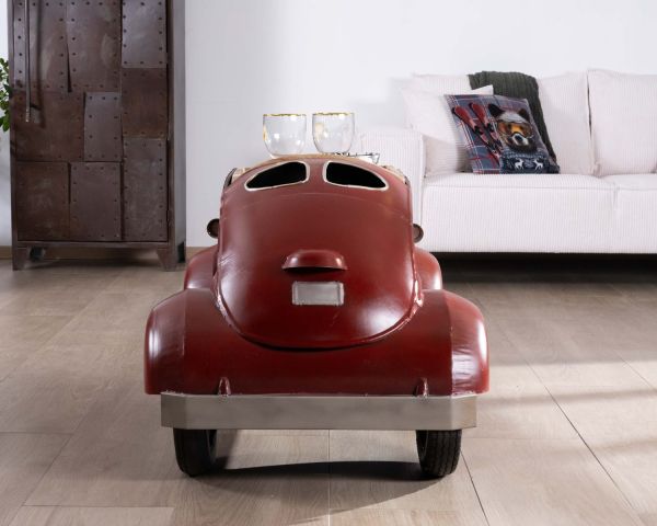 Mesa de salón vintage y decorativa con diseño de coche rojo «Crazy»