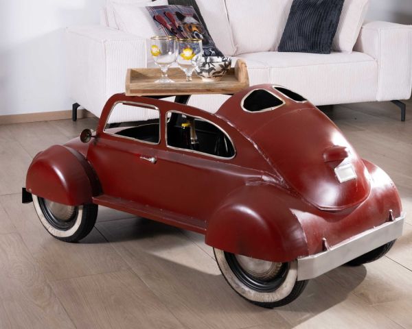 Mesa de salón vintage y decorativa con diseño de coche rojo «Crazy»