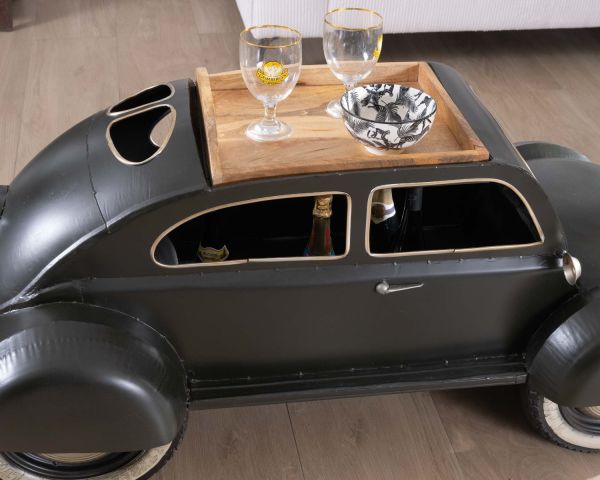 Singular mesa de centro vintage con diseño de coche en verde oscuro y tablero de madera «Crazy»