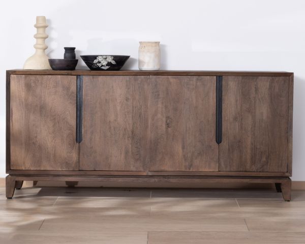 Aparador de 4 puertas de estilo retro en madera maciza de mango «Slody»