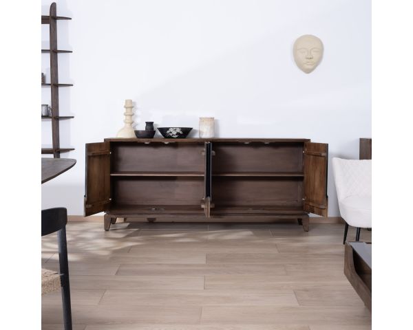 Aparador de 4 puertas de estilo retro en madera maciza de mango «Slody»